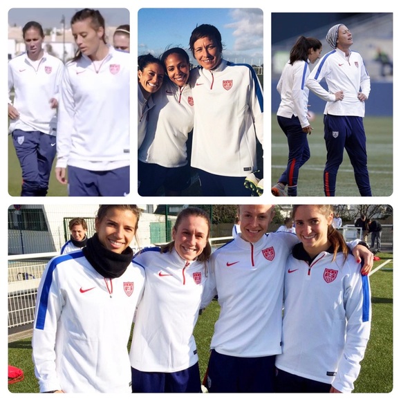 NIKE USA WOMENS SOCCER NATIONAL 2014 PLAYER ISSUE TRAINING MIDLAYER PULLOVER L